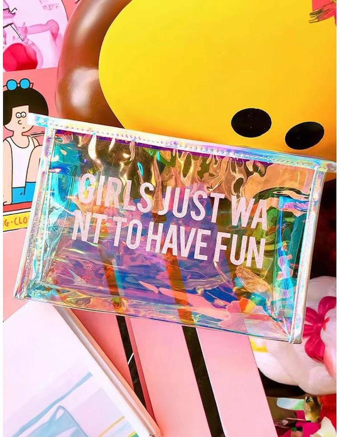 White Laser Waterproof Zipper Makeup Bag