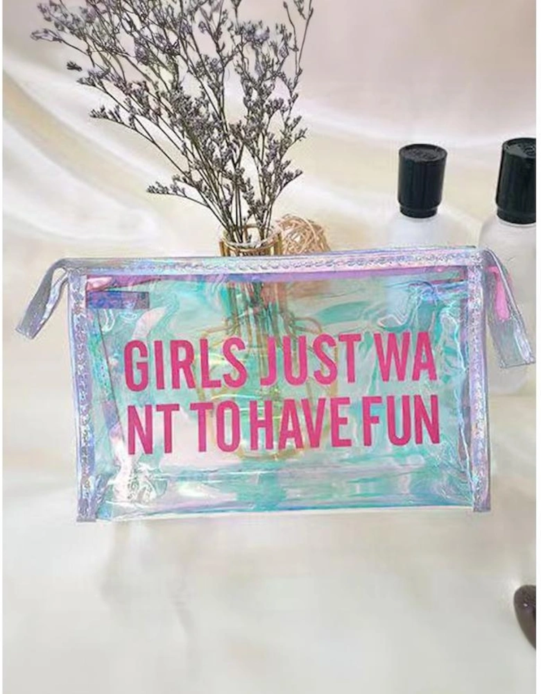 White Laser Waterproof Zipper Makeup Bag