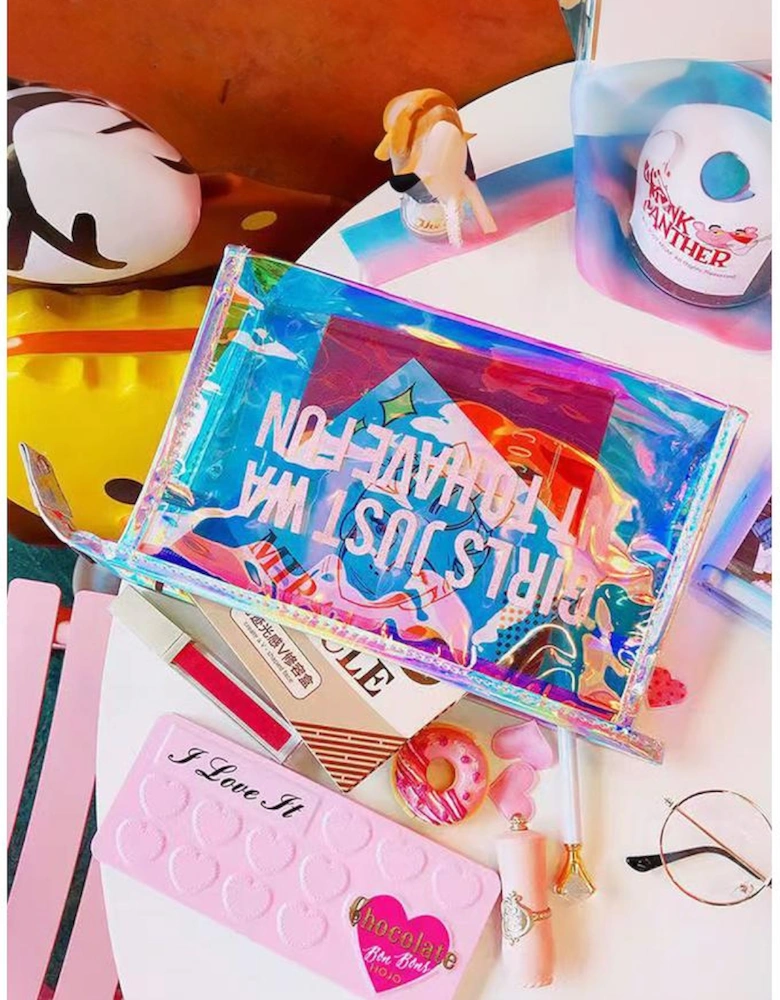 White Laser Waterproof Zipper Makeup Bag