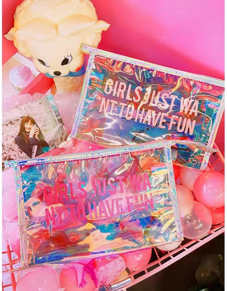 White Laser Waterproof Zipper Makeup Bag