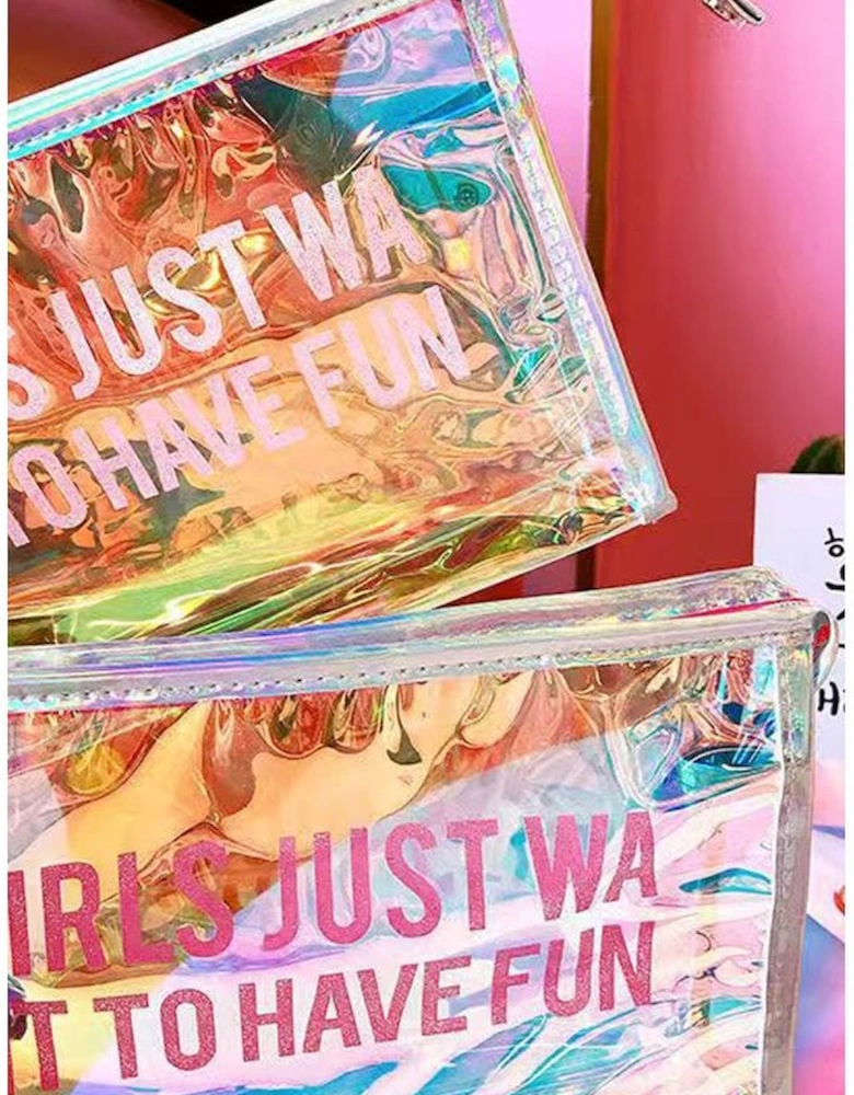 White Laser Waterproof Zipper Makeup Bag