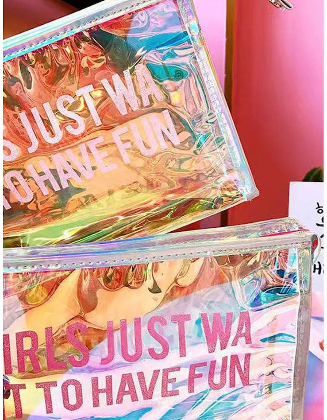 White Laser Waterproof Zipper Makeup Bag