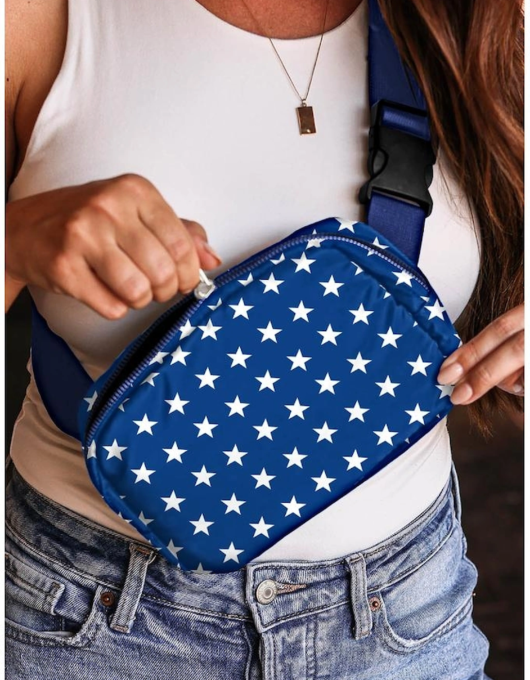 Bluing Independent Day Flag Star Printed Crossbody Bag