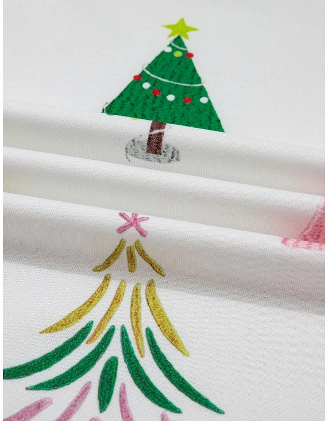 White Stripe Multi Christmas Tree Long Sleeve Top and Shorts 2pcs Lounge Set