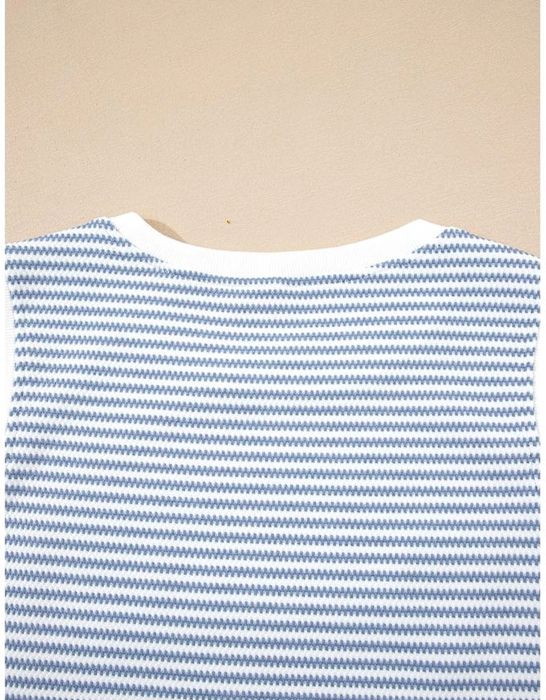 Myosotis Contrast Trim Striped Vest Drawstring Shorts Set