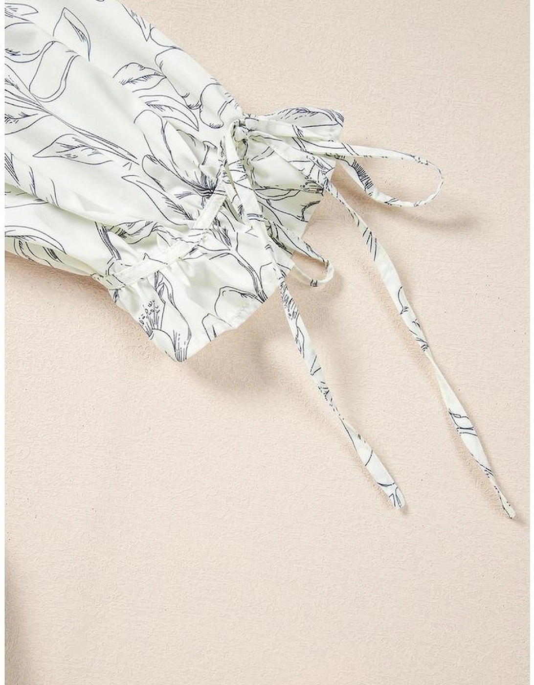 Beige Floral Print Square Neck Shirred Back Puff Sleeve Mini Dress