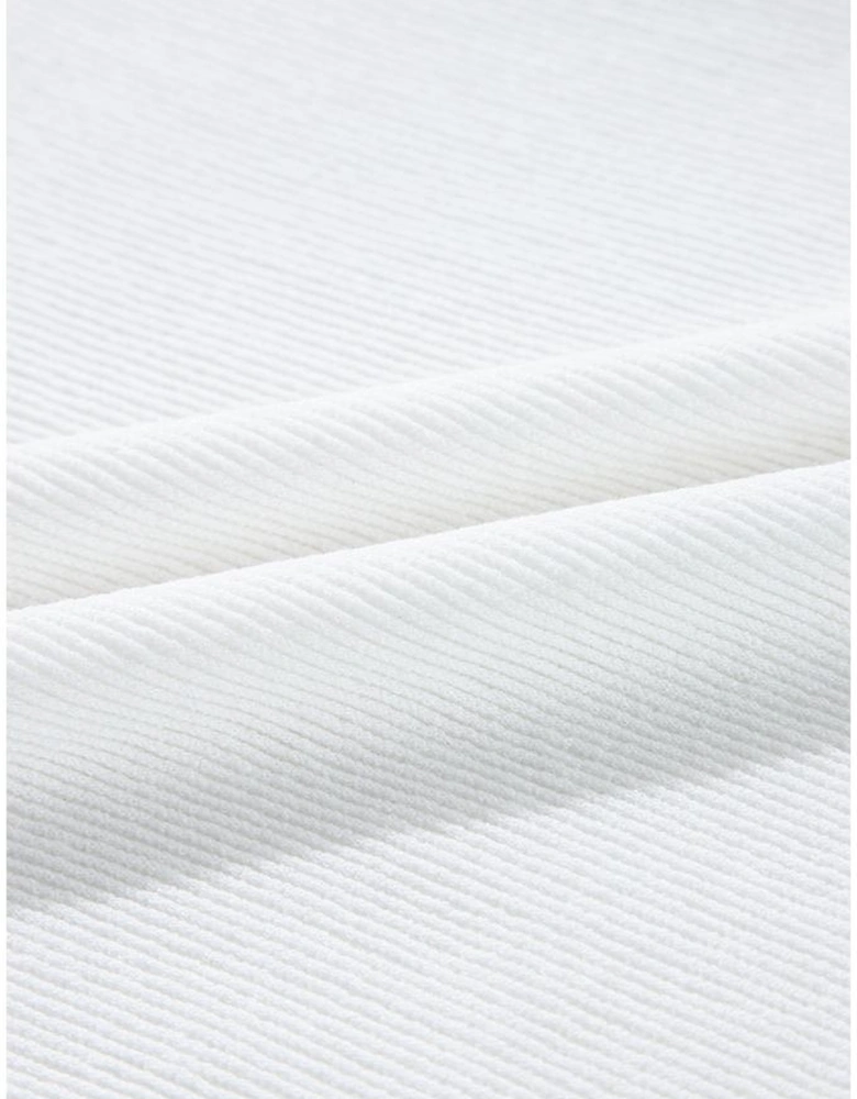 White Corded Colorblock Patch Pocket Drawstring Hooded Top