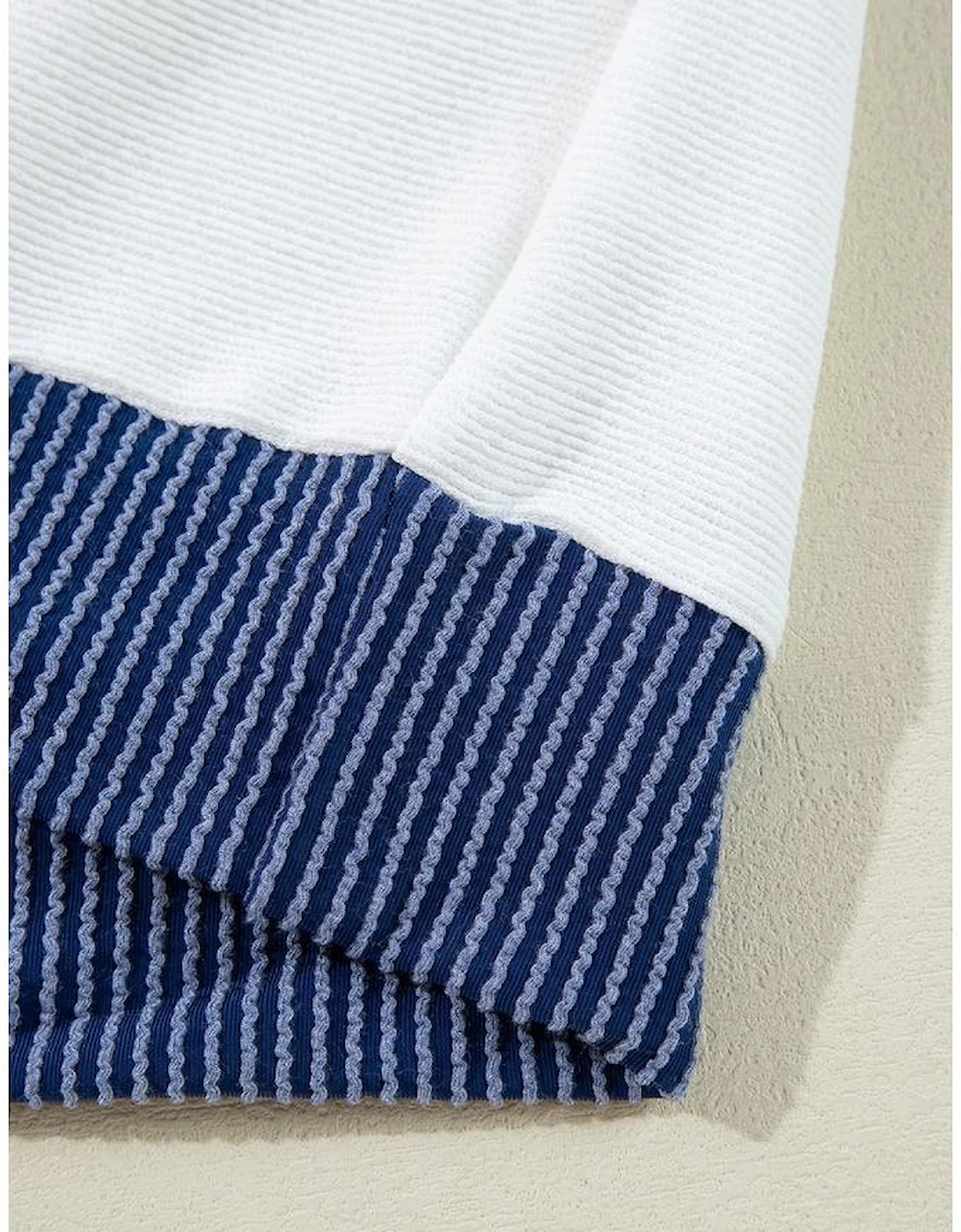 White Corded Colorblock Patch Pocket Drawstring Hooded Top