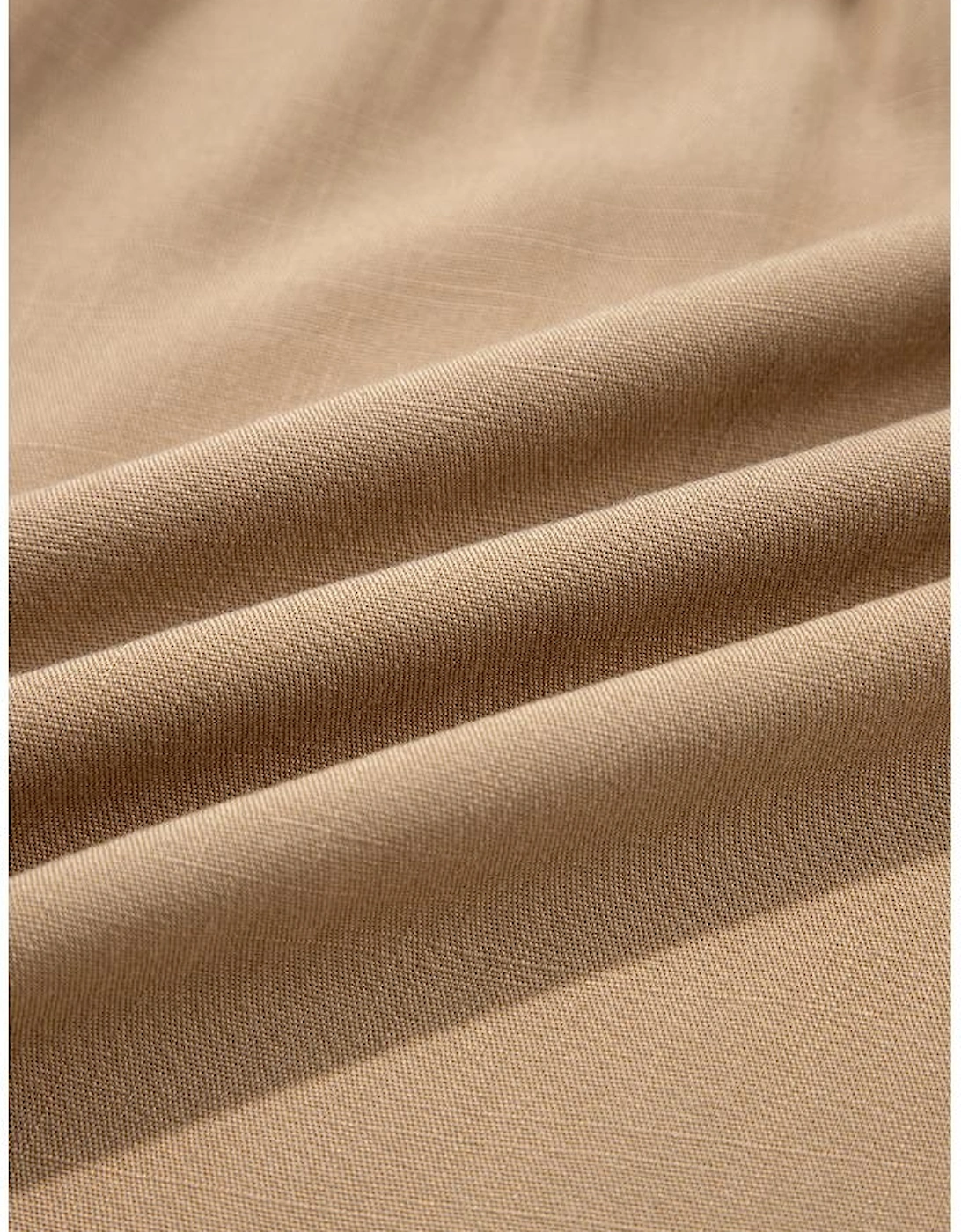 Light French Beige Waffle Patchwork Button Up Frayed Hem Shirt