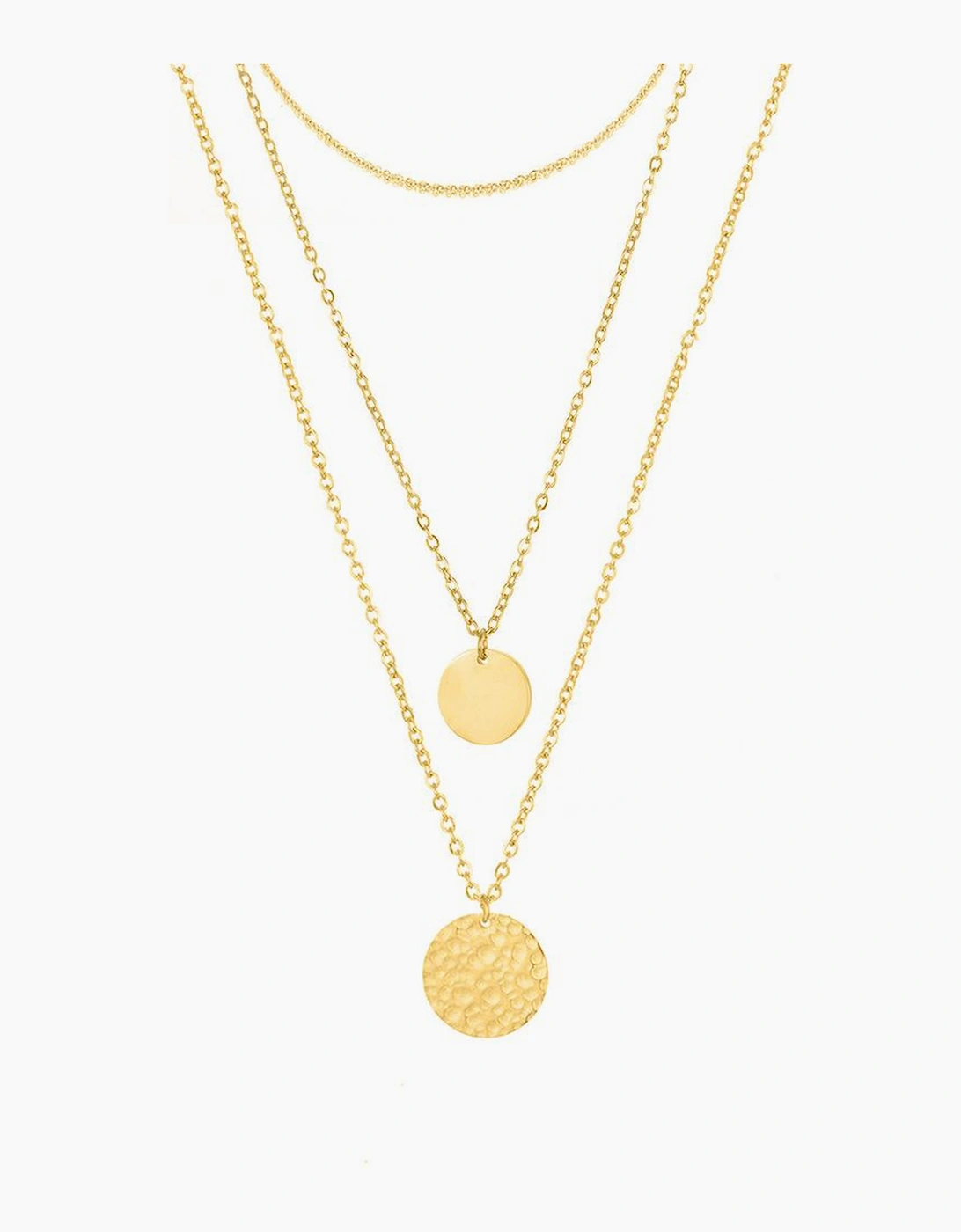 Gold Multi Layer Disc Pendant Alloy Necklace