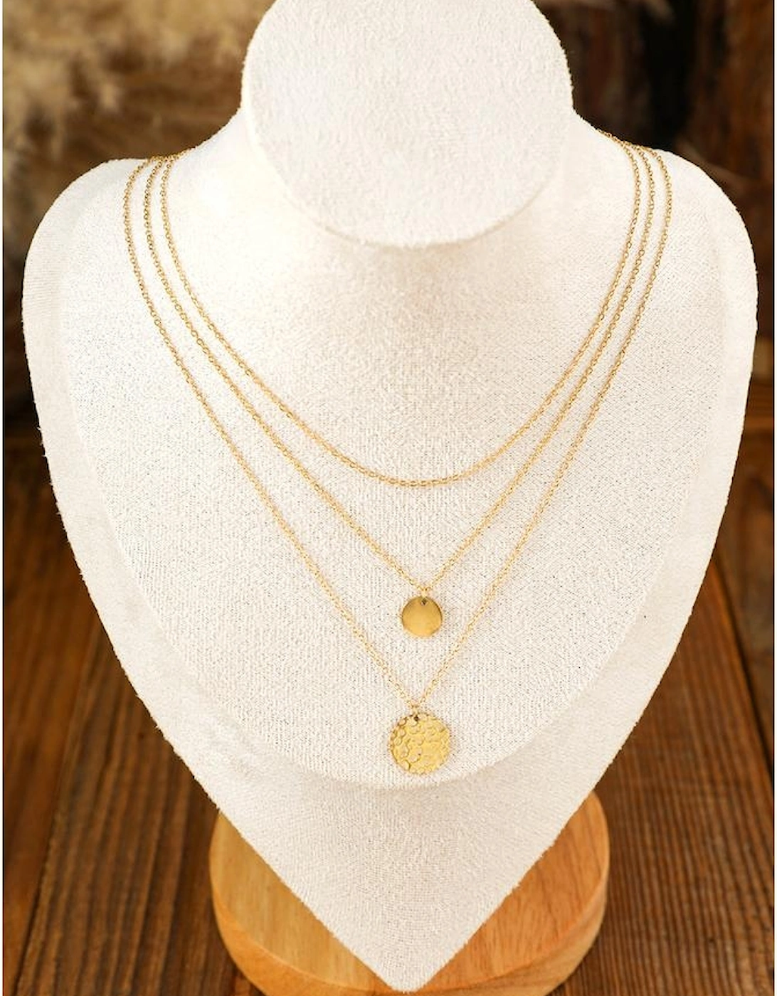 Gold Multi Layer Disc Pendant Alloy Necklace, 6 of 5
