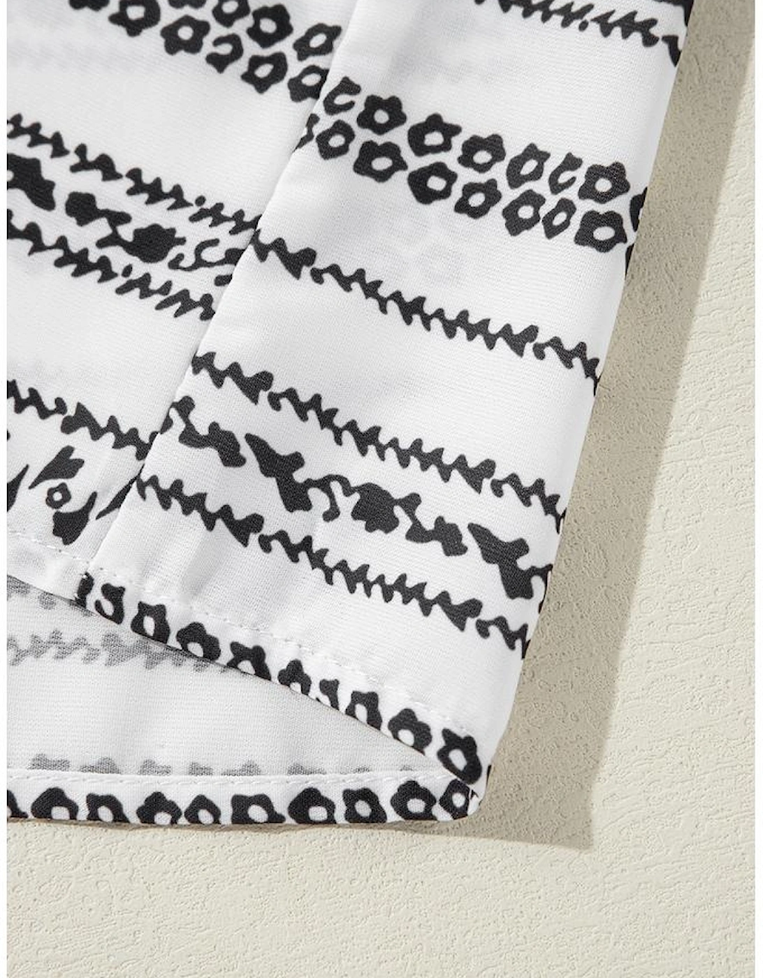 Black Stripe V Neck Bell Sleeve High Waist Mini Dress