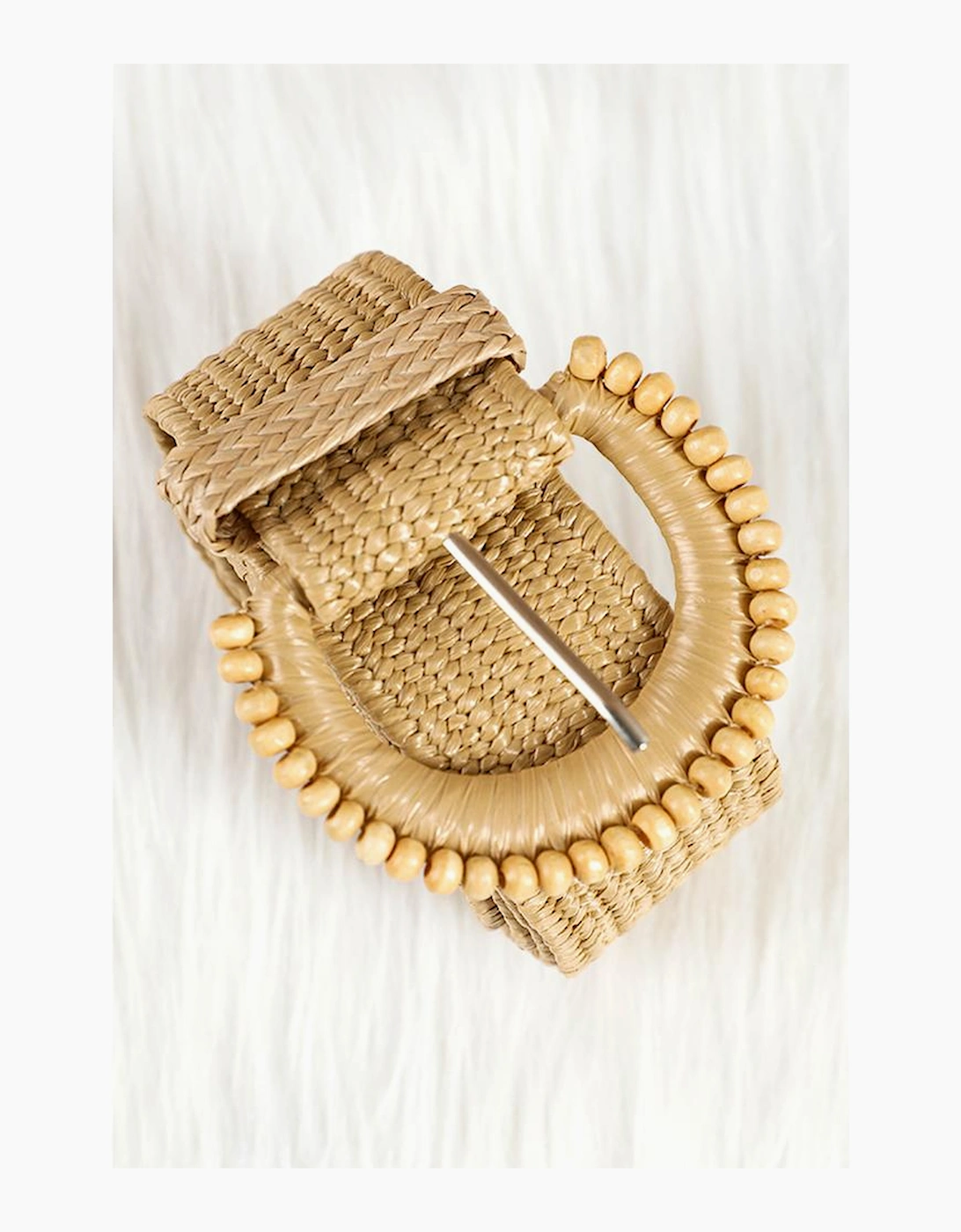 Camel Boho Beaded Straw Woven Belt
