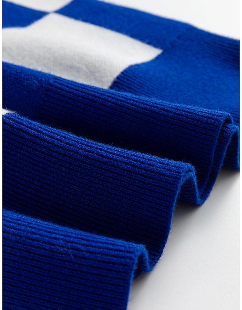 Dark Blue Cherckerboard Round Neck Sweater Vest