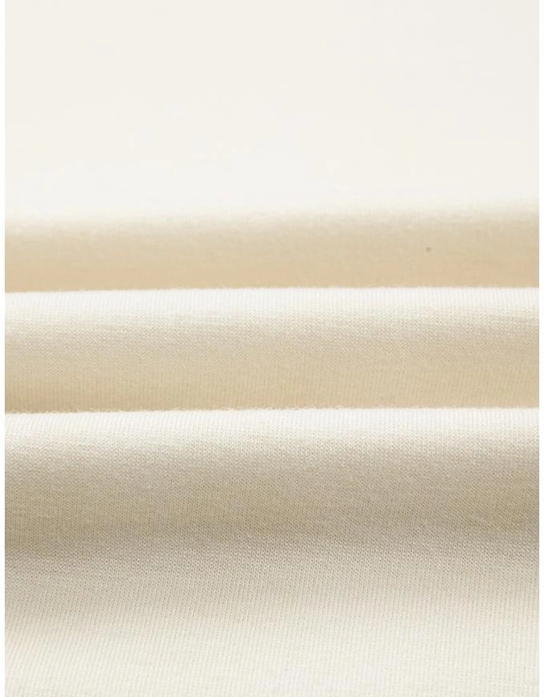 Khaki Stripe Stitched Detail Color Block Patchwork Oversized Pullover Top