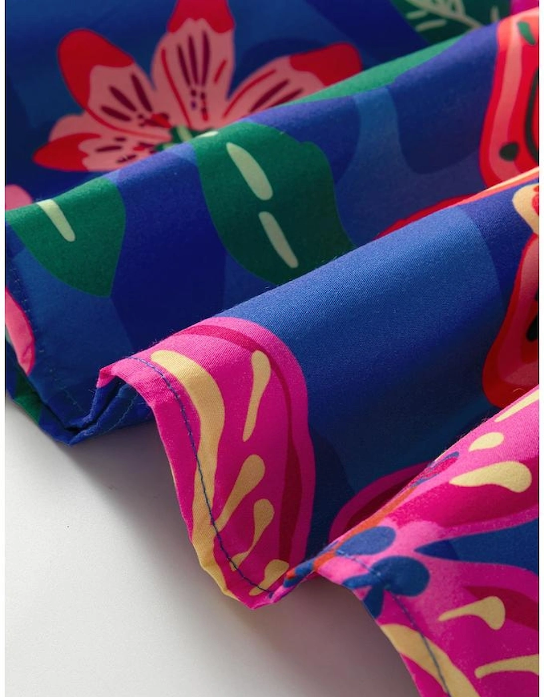 Blue Floral Print 3/4 Sleeve V Neck Tiered Long Dress