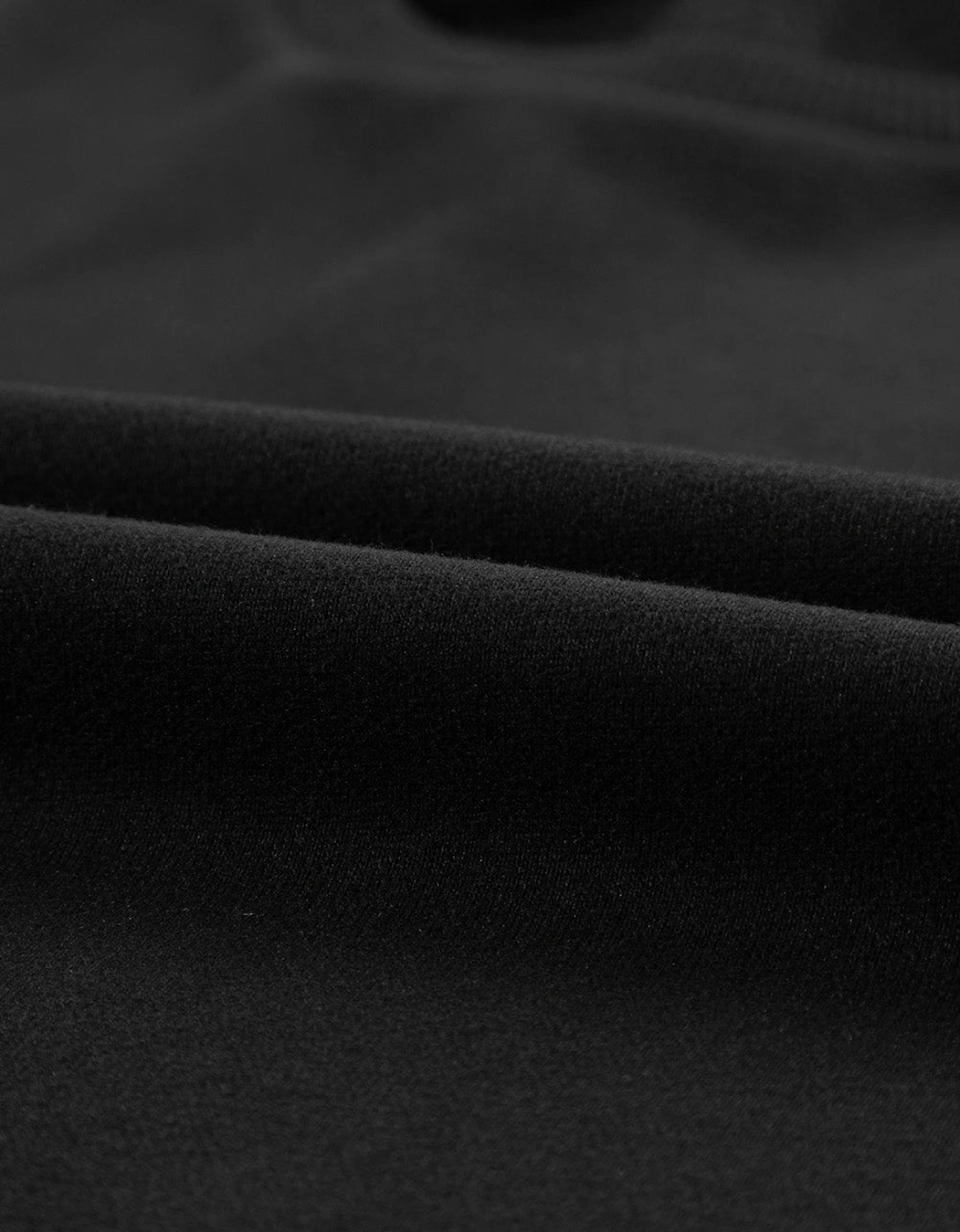 Black Snap Buttons Side Splits Pullover Sweatshirt