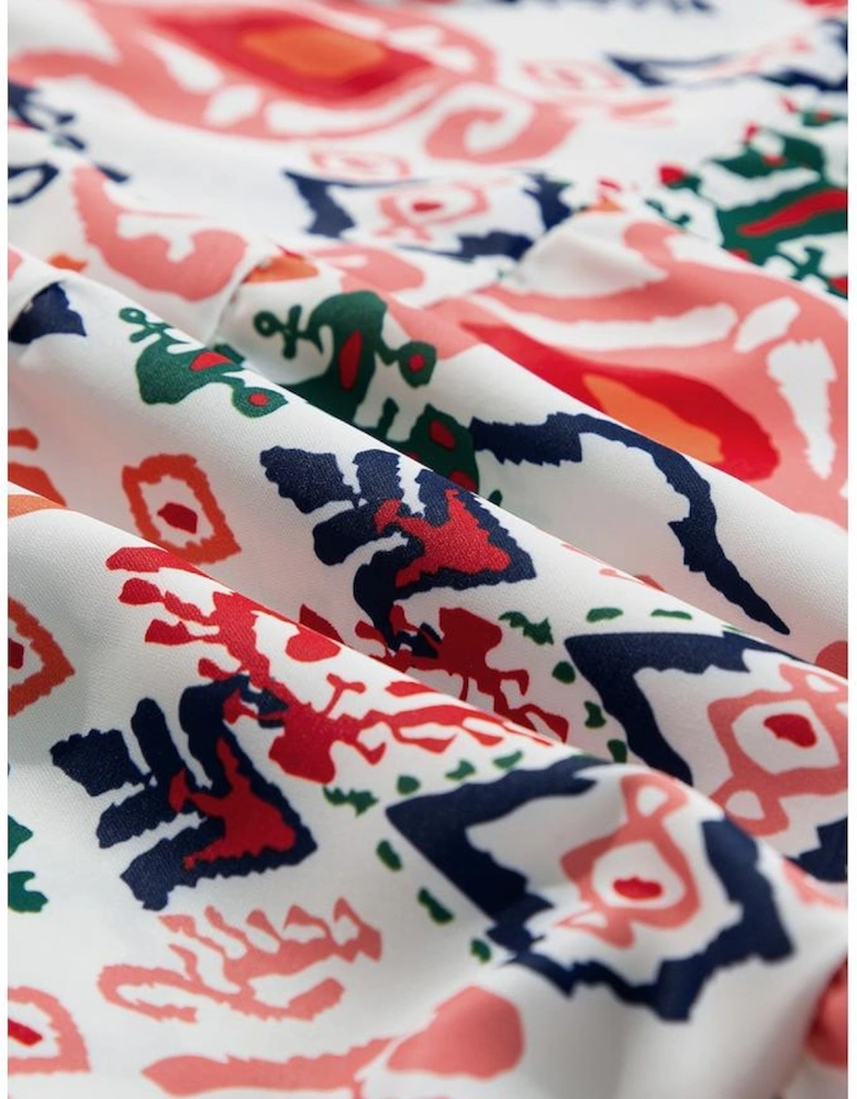 Multicolour Boho Print V Neck Bracelet Sleeve Mini Dress