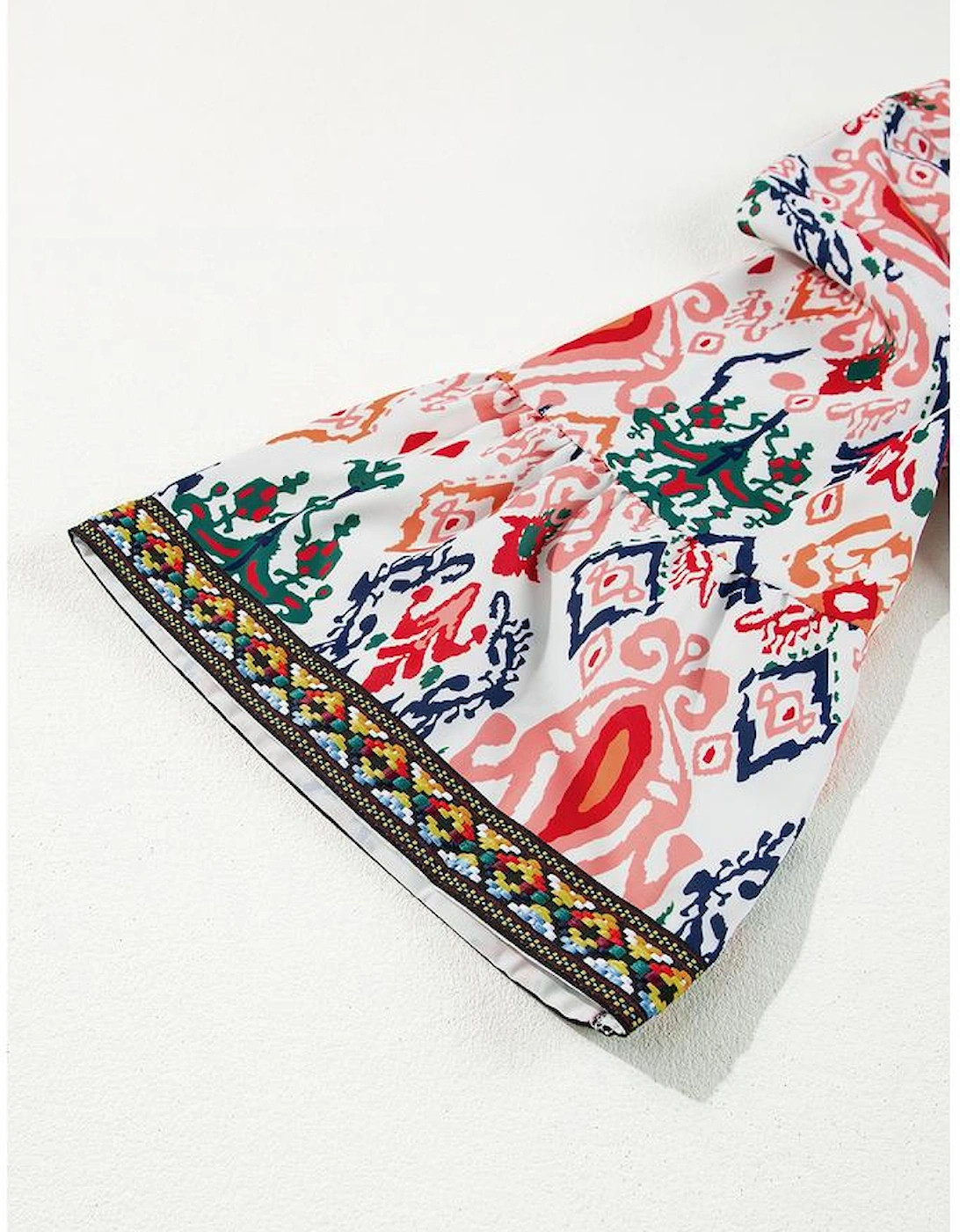 Multicolour Boho Print V Neck Bracelet Sleeve Mini Dress