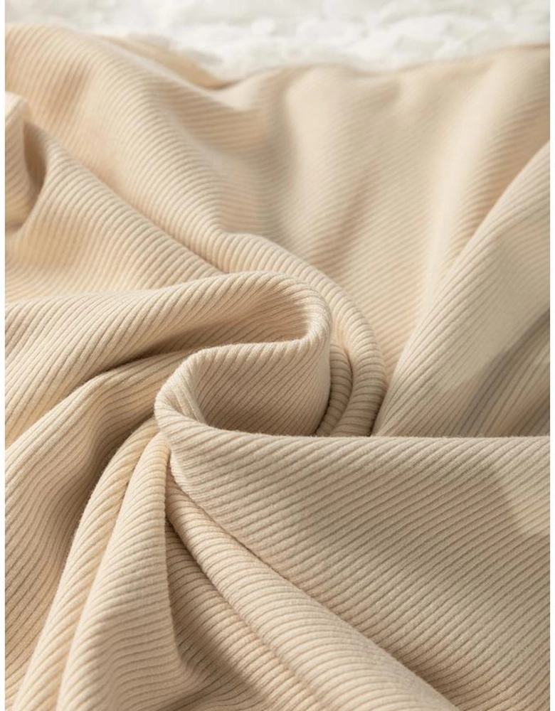 Beige Floral Lace Patchwork Long Sleeve High Neck Slim Top