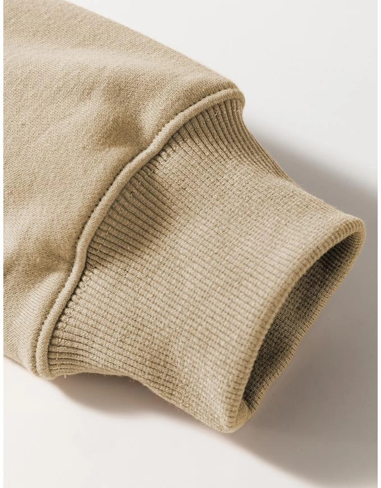 Khaki Christmas Pattern Graphic Crew Neck Sweatshirt