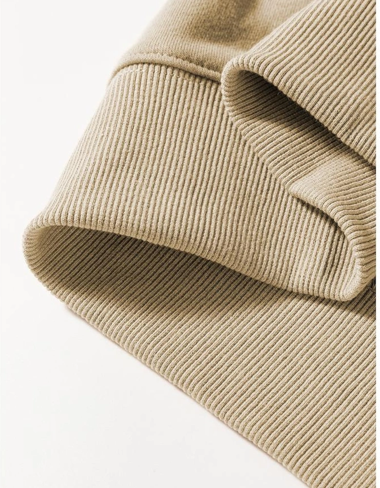 Khaki Christmas Pattern Graphic Crew Neck Sweatshirt