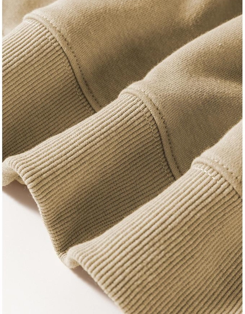 Khaki Christmas Pattern Graphic Crew Neck Sweatshirt