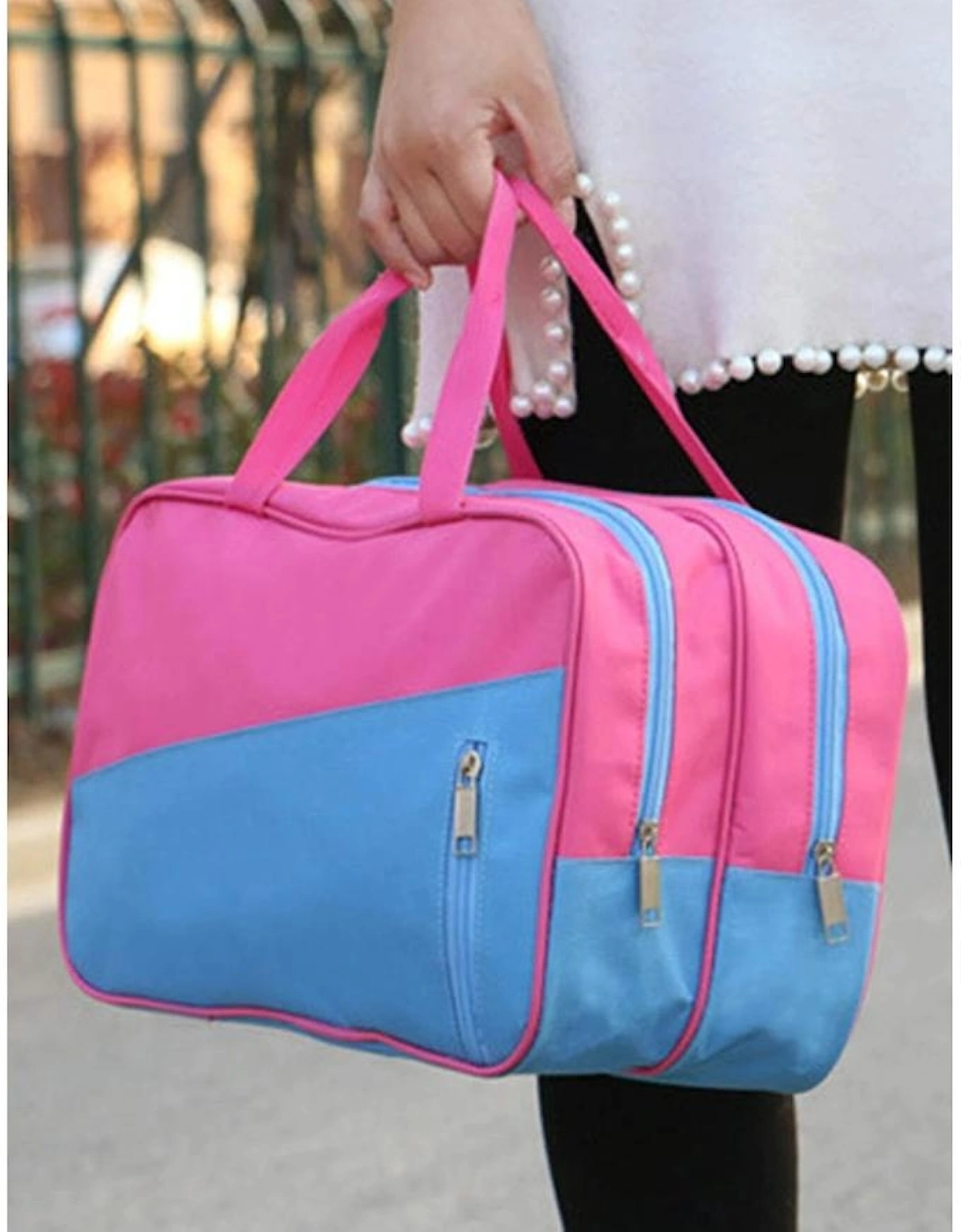 Bonbon Color Block Multi Zip Pocket Portable Yoga Bag