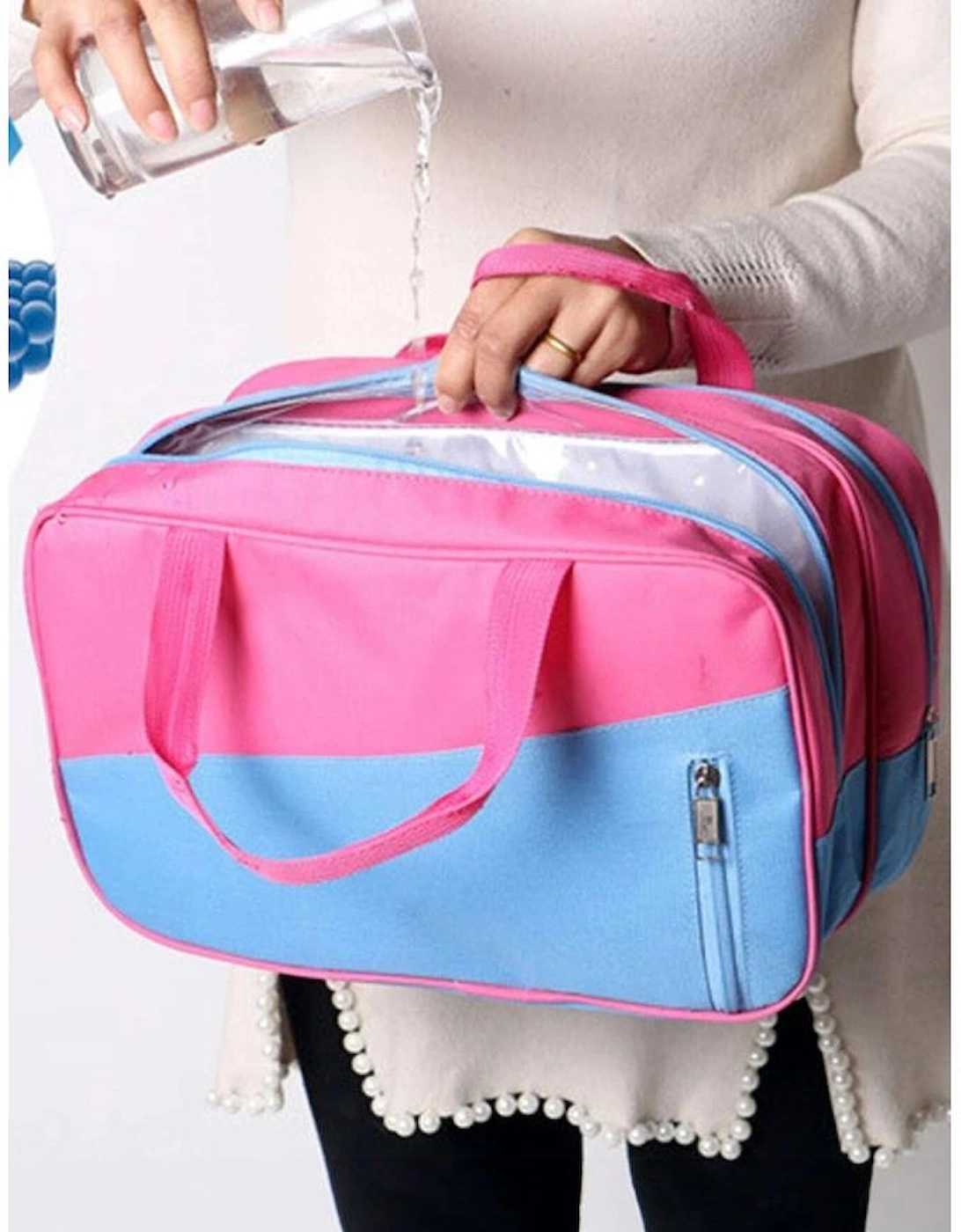 Bonbon Color Block Multi Zip Pocket Portable Yoga Bag