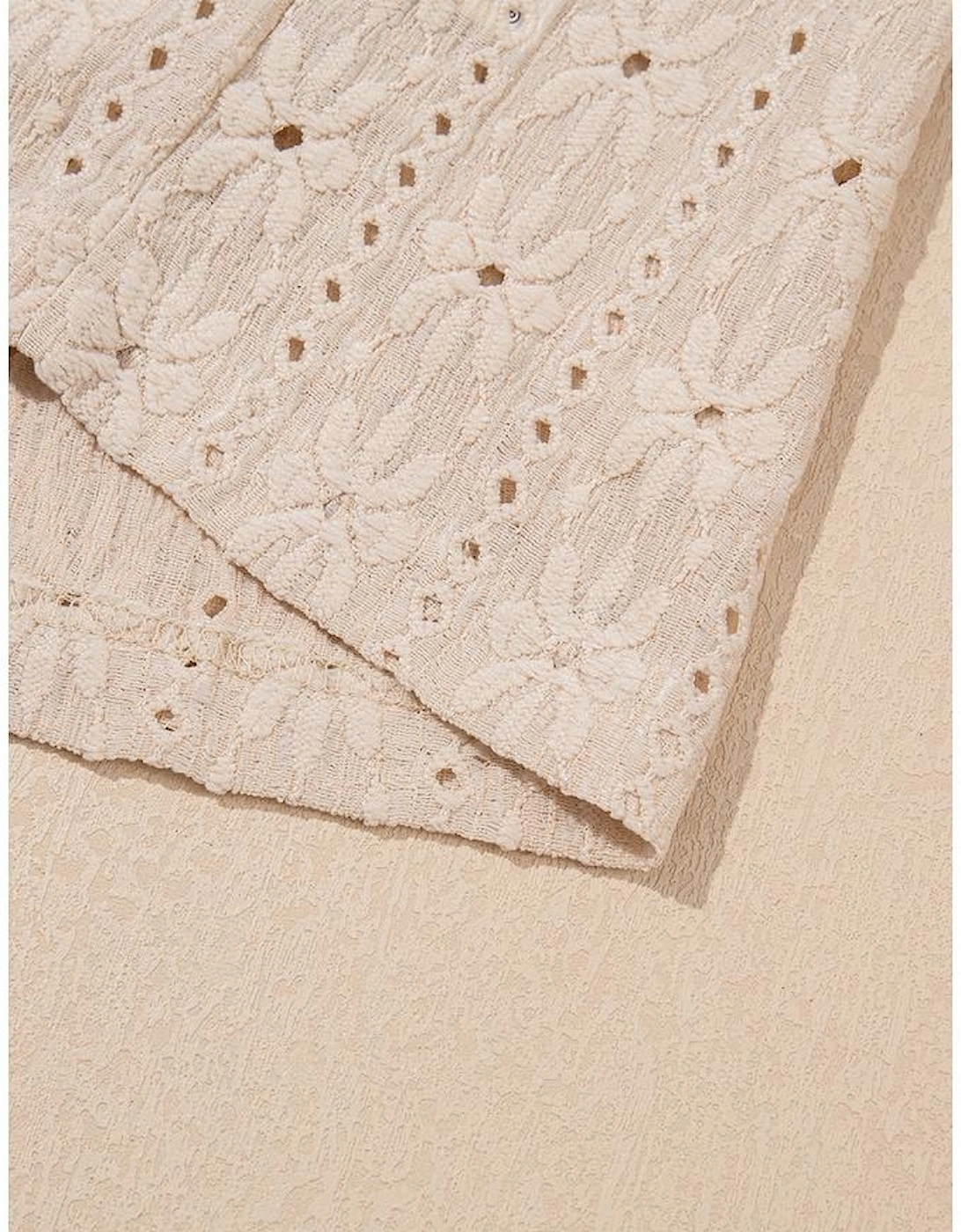 Oatmeal Floral Textured Crew Neck Tank Top