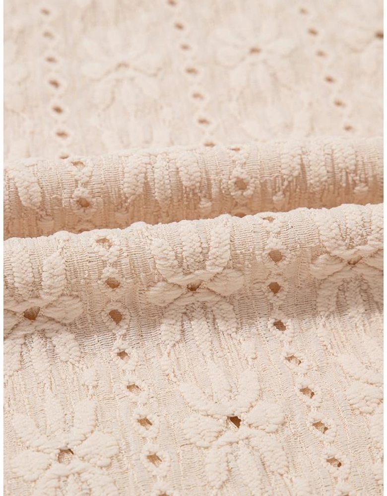 Oatmeal Floral Textured Crew Neck Tank Top