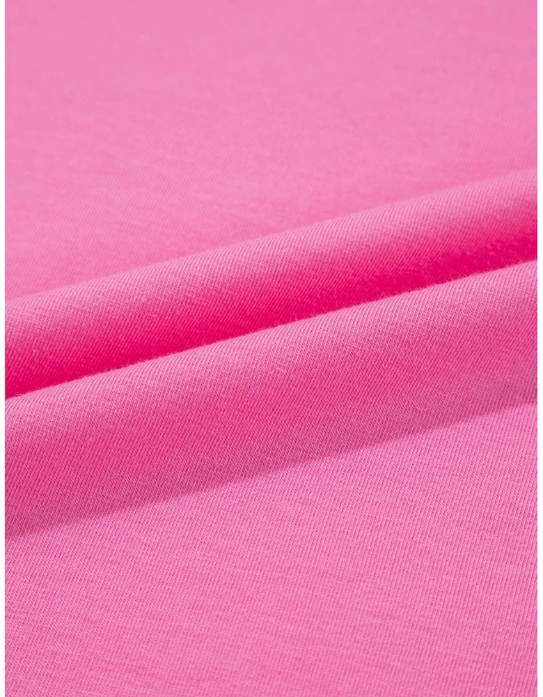 Sachet Pink Bright Casual Plain Crew Neck Tee