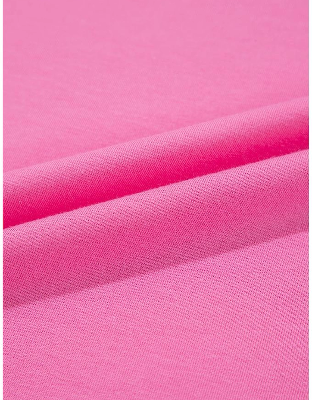 Sachet Pink Bright Casual Plain Crew Neck Tee