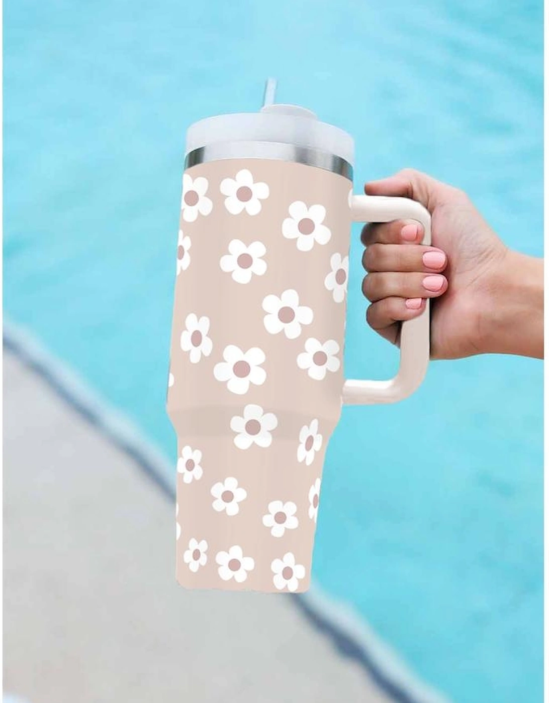 Parchment Floret Print Stainless Tumbler With Lid And Straw, 7 of 6