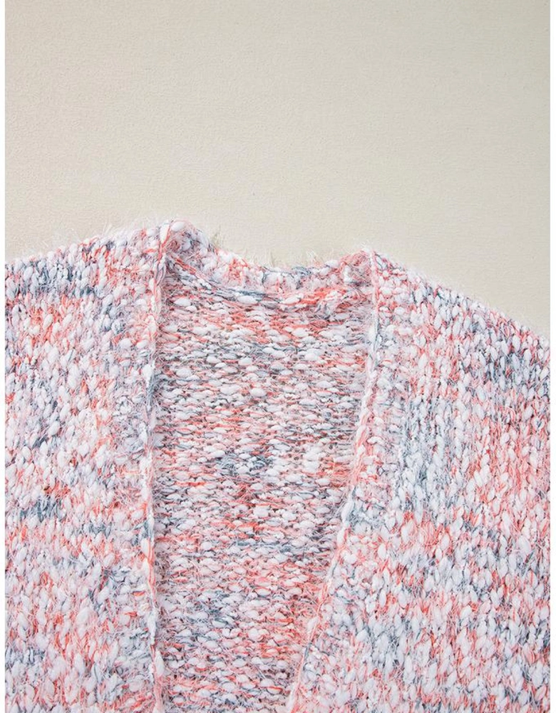 Pink Multicolor Confetti Open Front Knit Cardigan