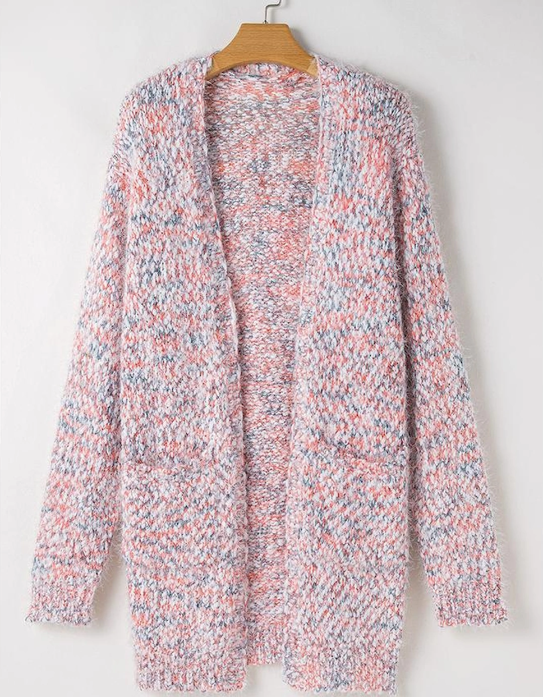 Pink Multicolor Confetti Open Front Knit Cardigan