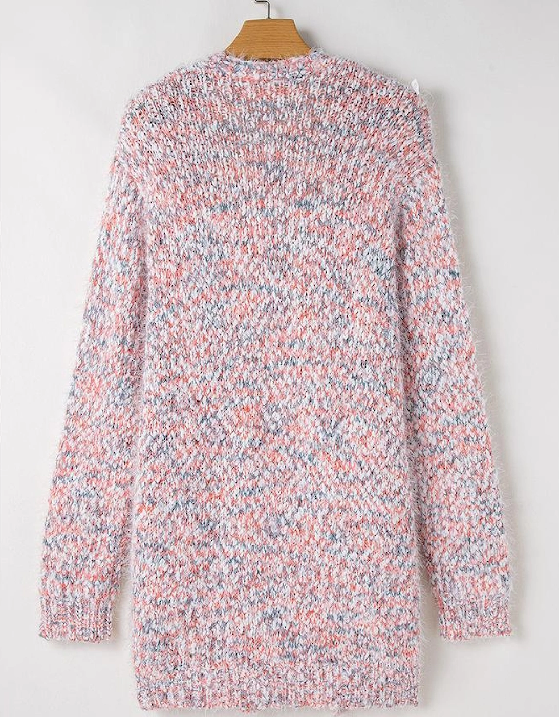 Pink Multicolor Confetti Open Front Knit Cardigan