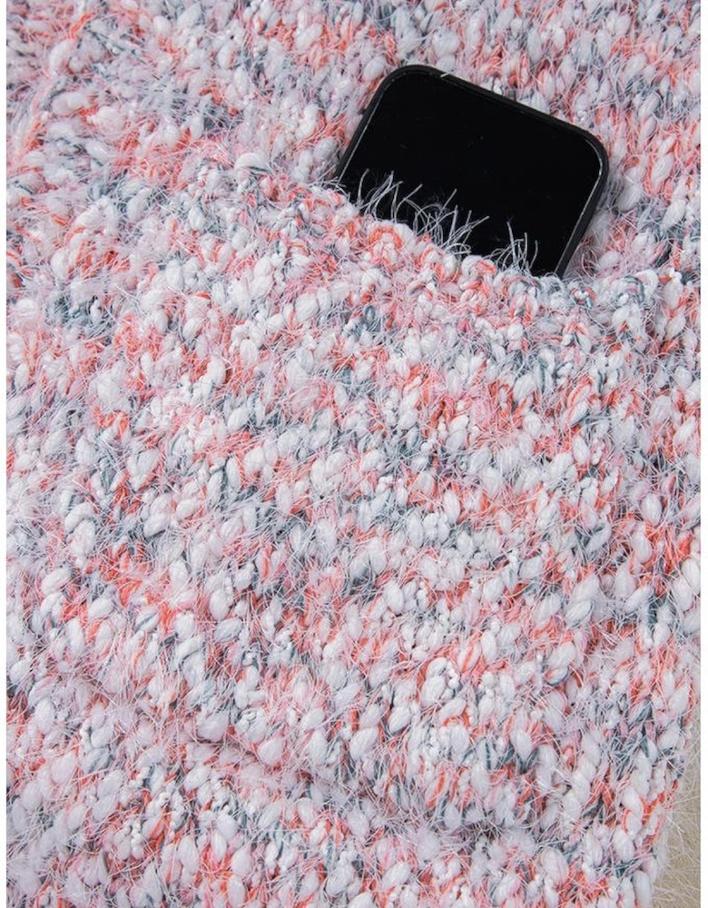 Pink Multicolor Confetti Open Front Knit Cardigan