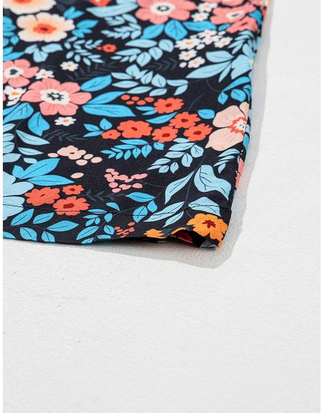 Sky Blue Floral Knotted Back Square Neck Maxi Dress