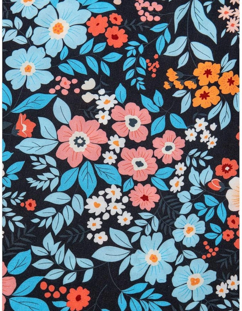 Sky Blue Floral Knotted Back Square Neck Maxi Dress