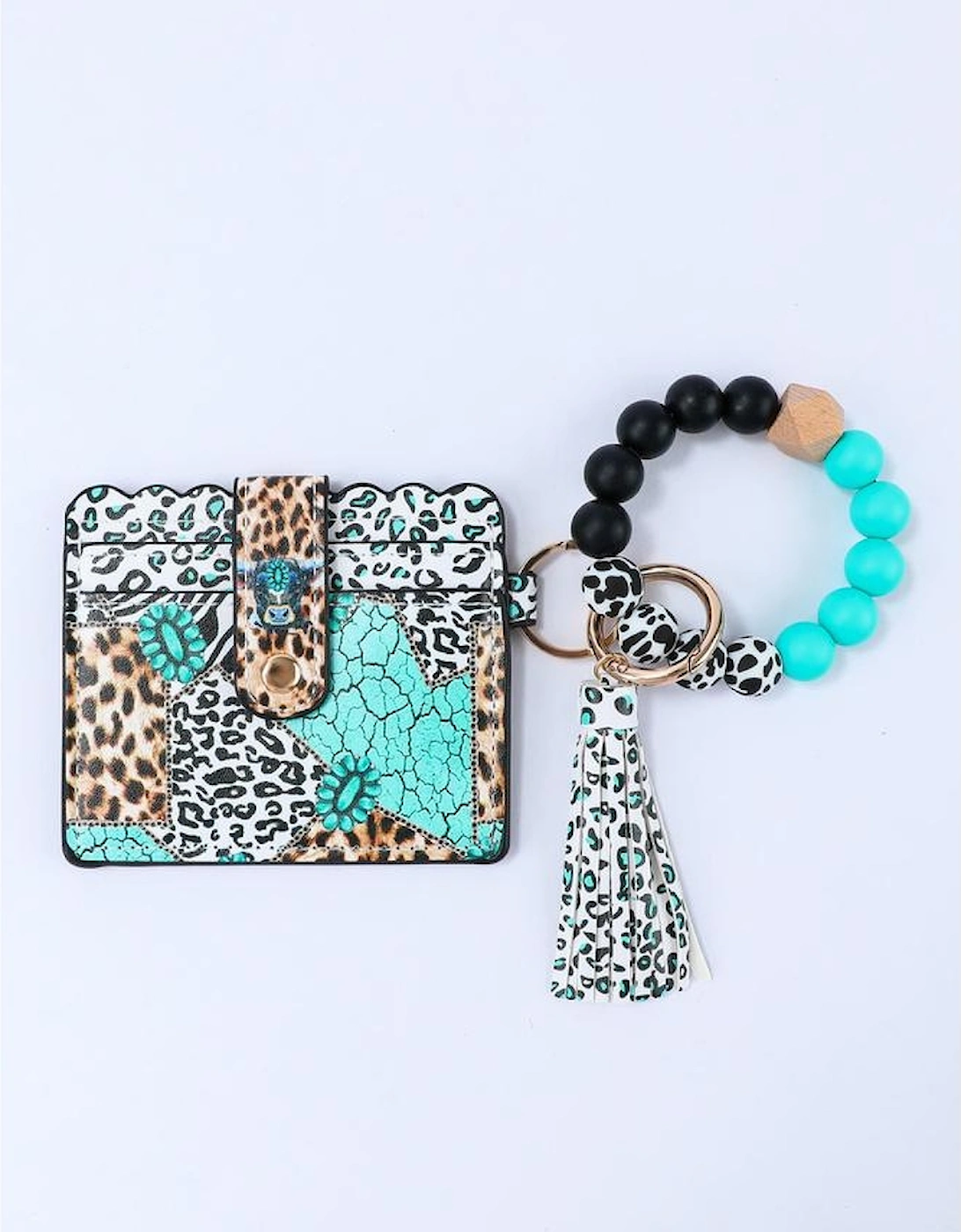 Azura Exchange Green Western Fashion Card Bag Bracelet Key Ring