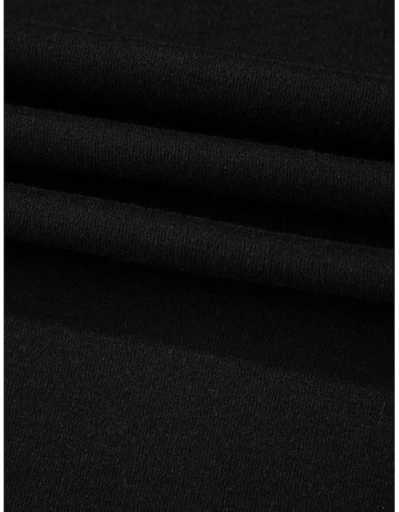 Black Solid Color Open Front Cardigan with Pocket