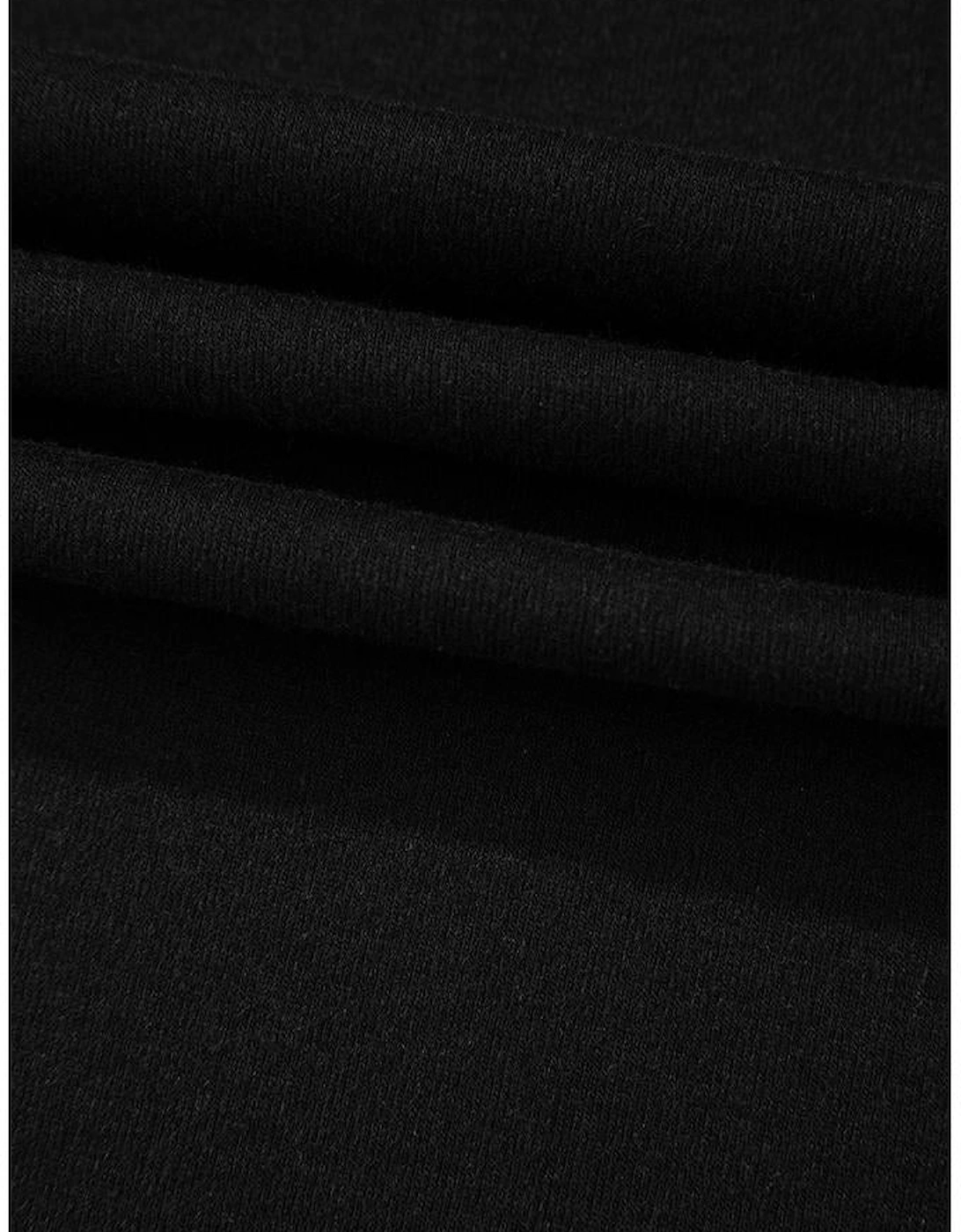 Black Solid Color Open Front Cardigan with Pocket