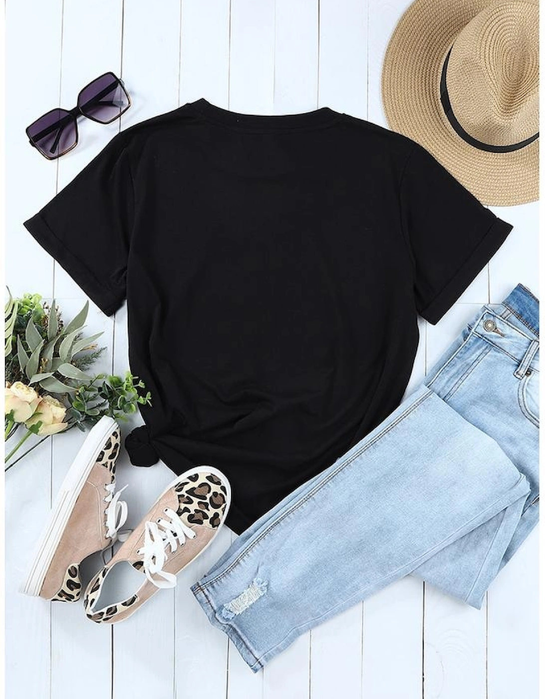 Black THANKFUL GRATEFUL BLESSED Crew Neck Graphic Tee