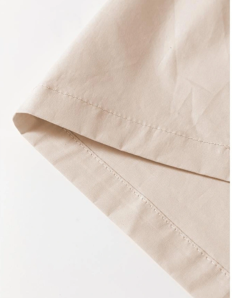 Beige Scoop Neck Ribbed Bodice Pleated Sleeveless Long Dress