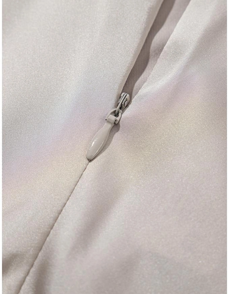 Jet Stream Satin Solid High Waist Maxi Skirt