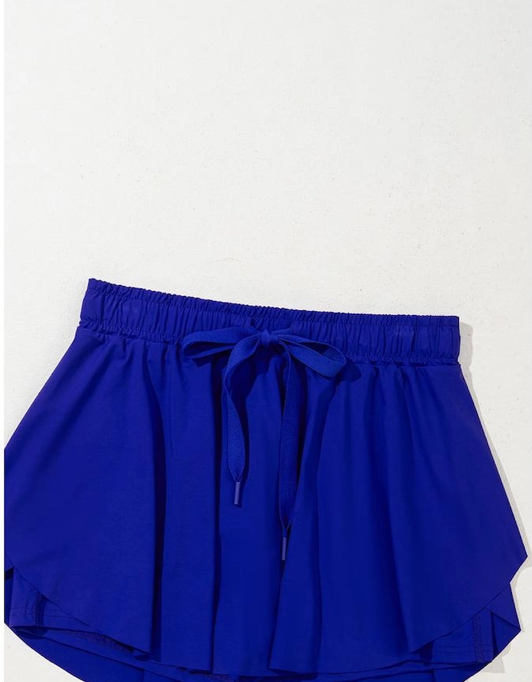Dark Blue Drawstring High Waist Lined Tennis Skorts