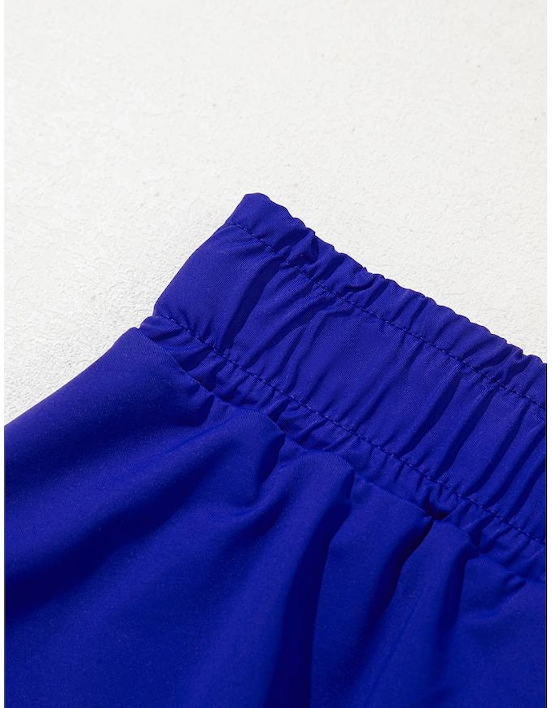 Dark Blue Drawstring High Waist Lined Tennis Skorts