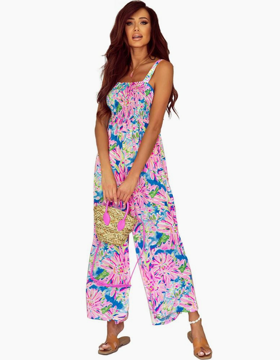 Azura Exchange Smocked Wide Leg Jumpsuit