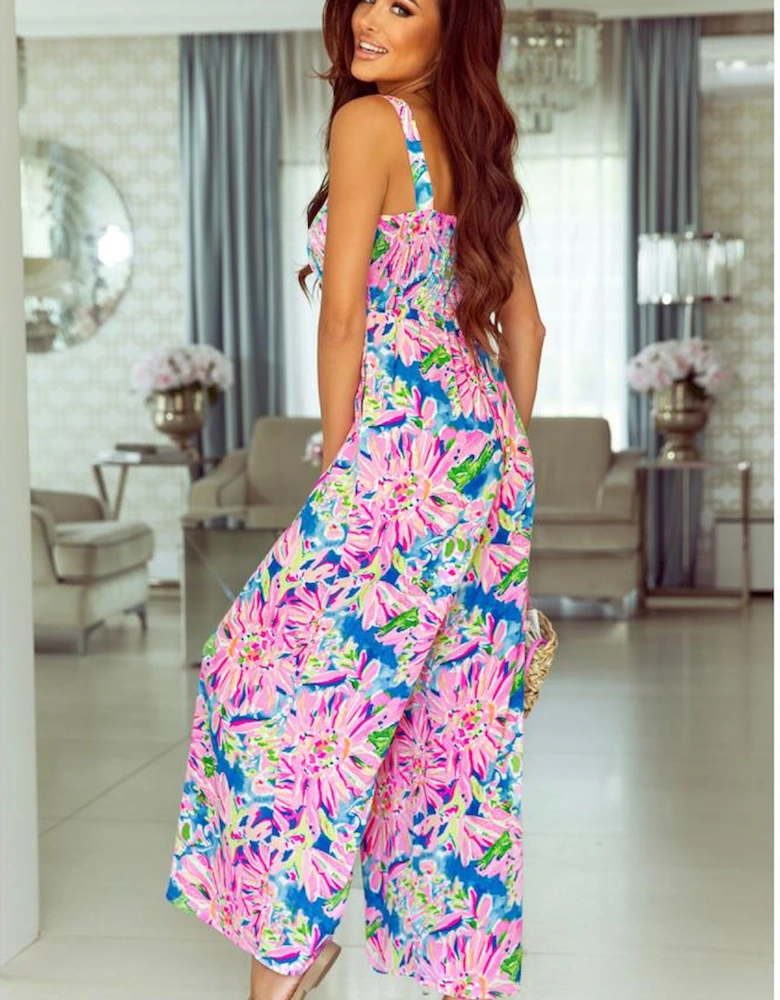 Azura Exchange Smocked Wide Leg Jumpsuit